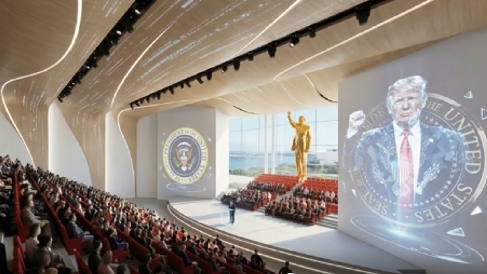 Trump posts lavish render of gold-laden presidential library