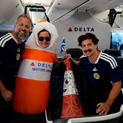 Traffic cone flies first class to Boston as symbol of Scotland’s friendship